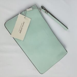DAVID JONES Paris Stylish Green Wristlet Clutch Crossbody Zipperd Mini Bag~9x5"